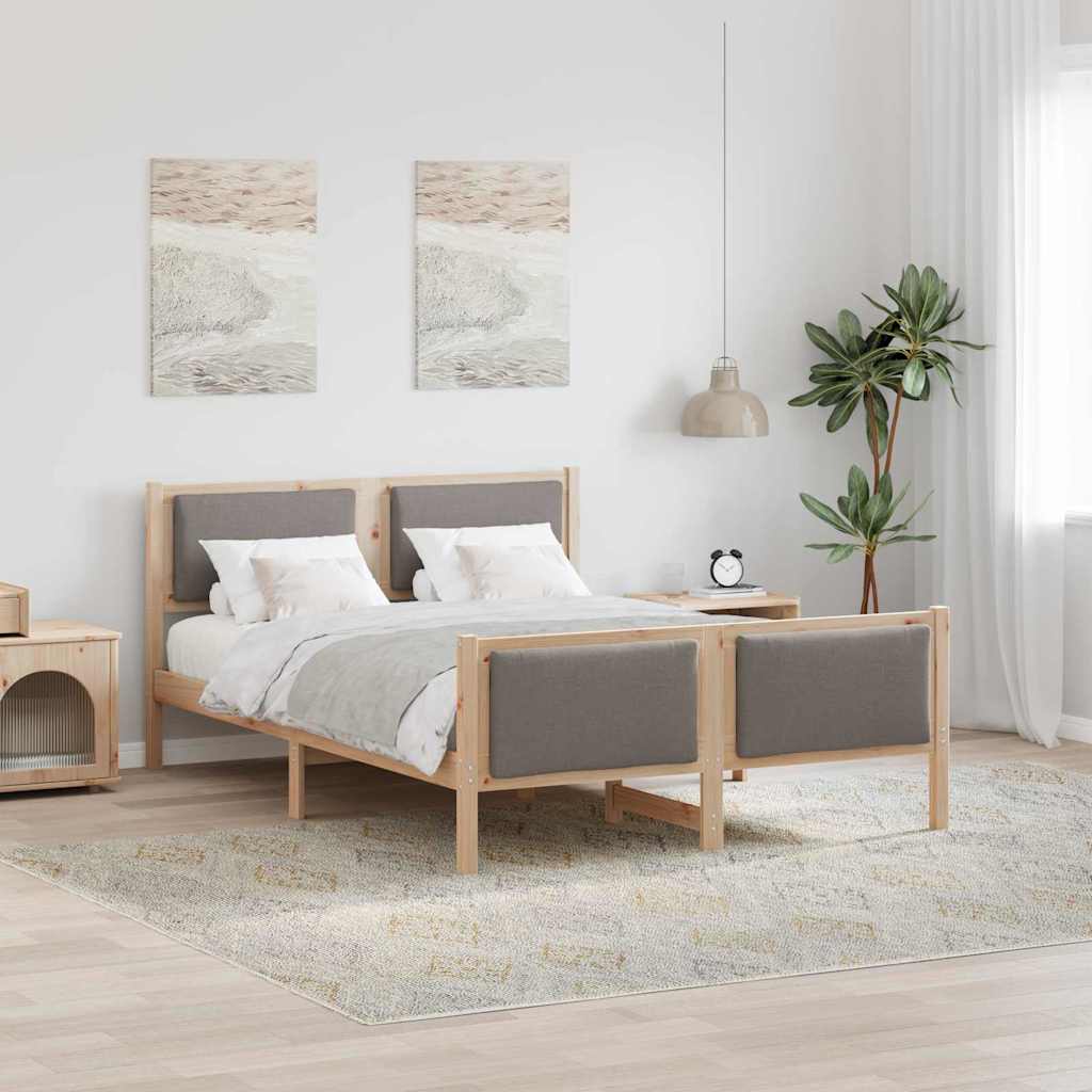 Sängram med huvudgavel Taupe 140 x 190 cm tyg