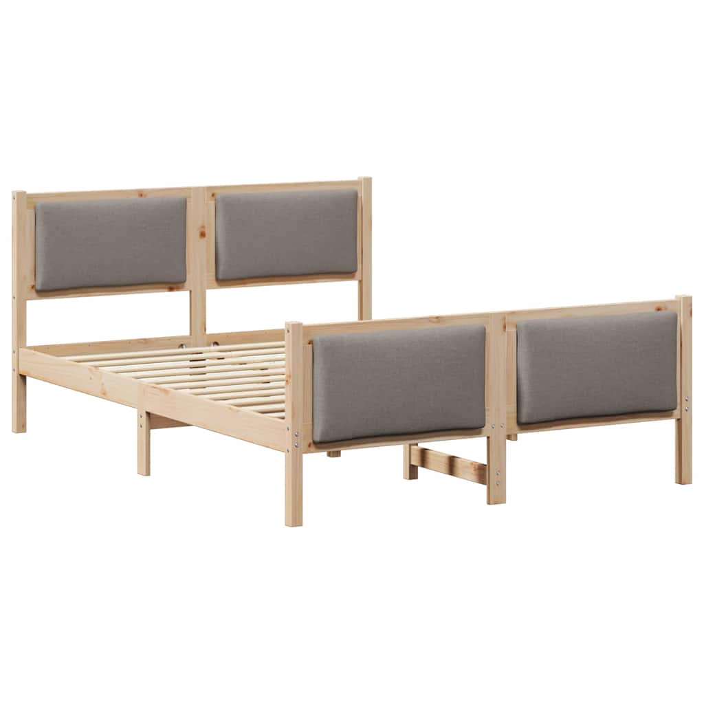 Sängram med huvudgavel Taupe 140 x 190 cm tyg