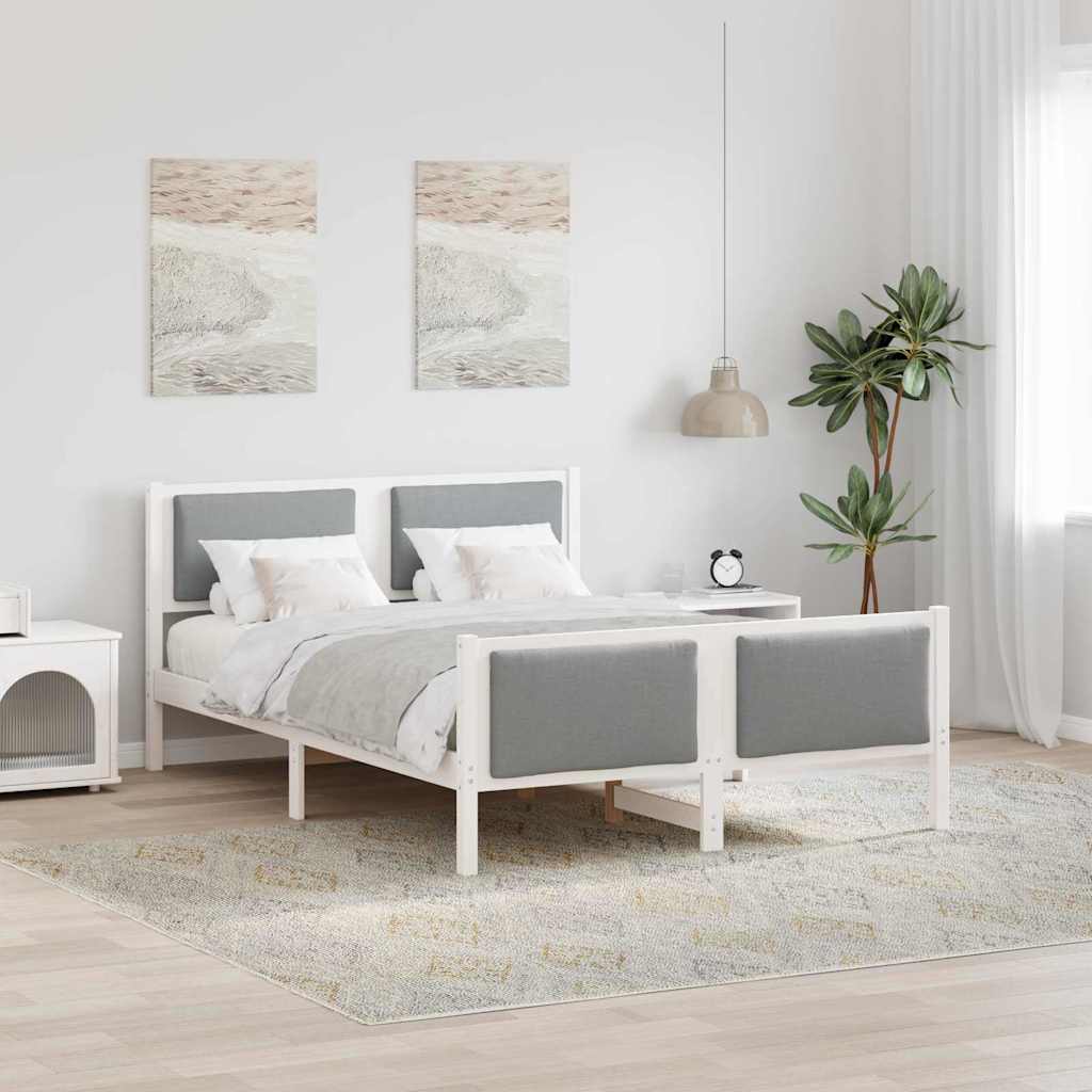 Sängram med huvudgavel Ljusgrå 135 x 190 cm tyg