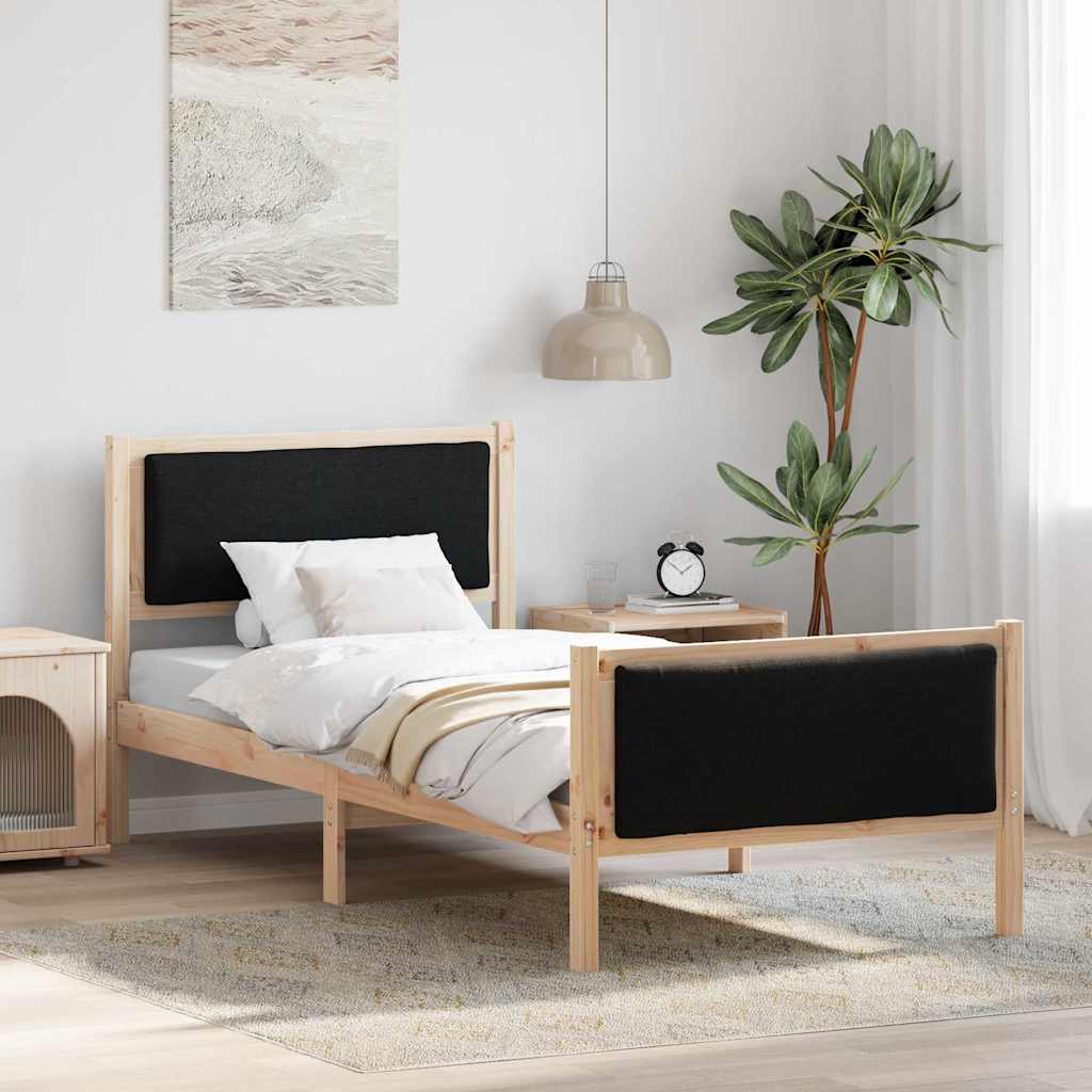 Sängram med huvudgavel Svart 100 x 200 cm tyg