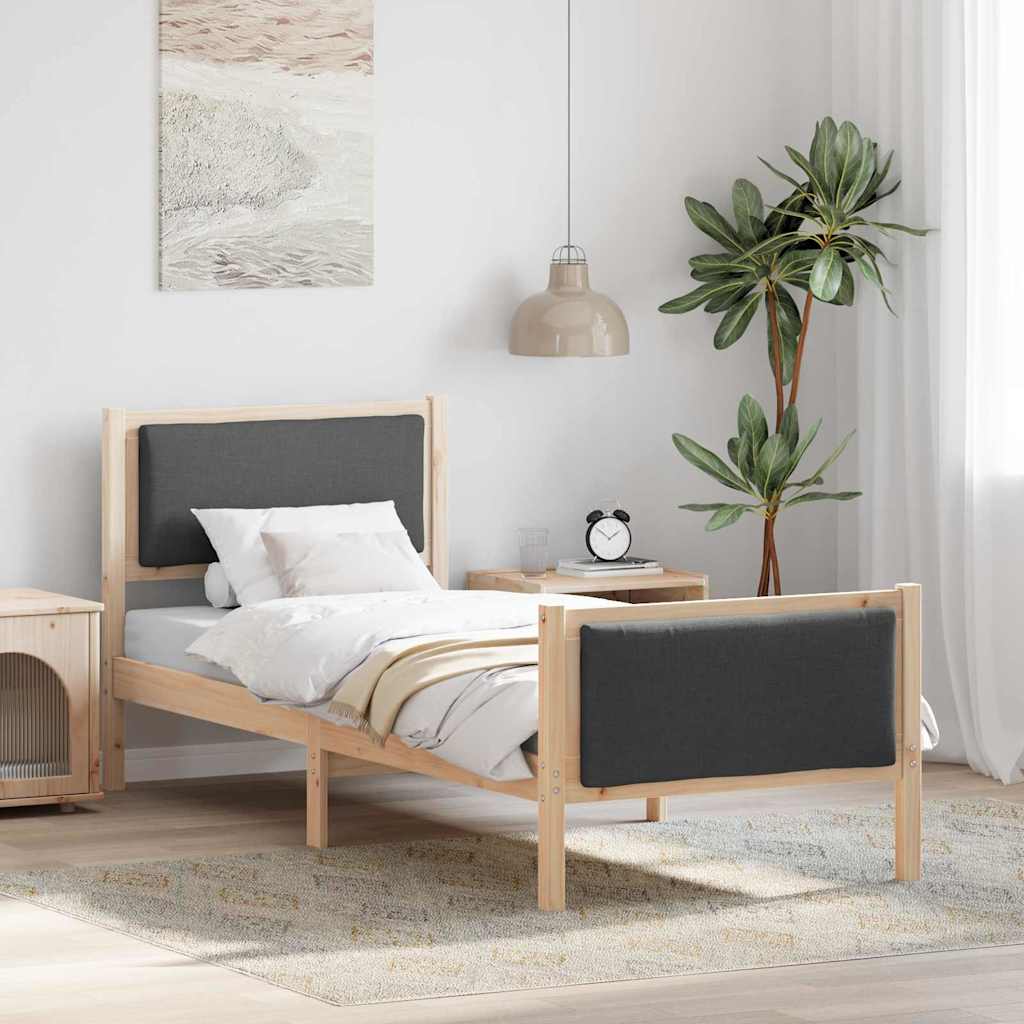 Sängram med huvudgavel Mörkgrå 80 x 200 cm tyg