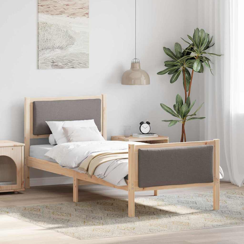 Sängram med huvudgavel Taupe 80 x 200 cm tyg