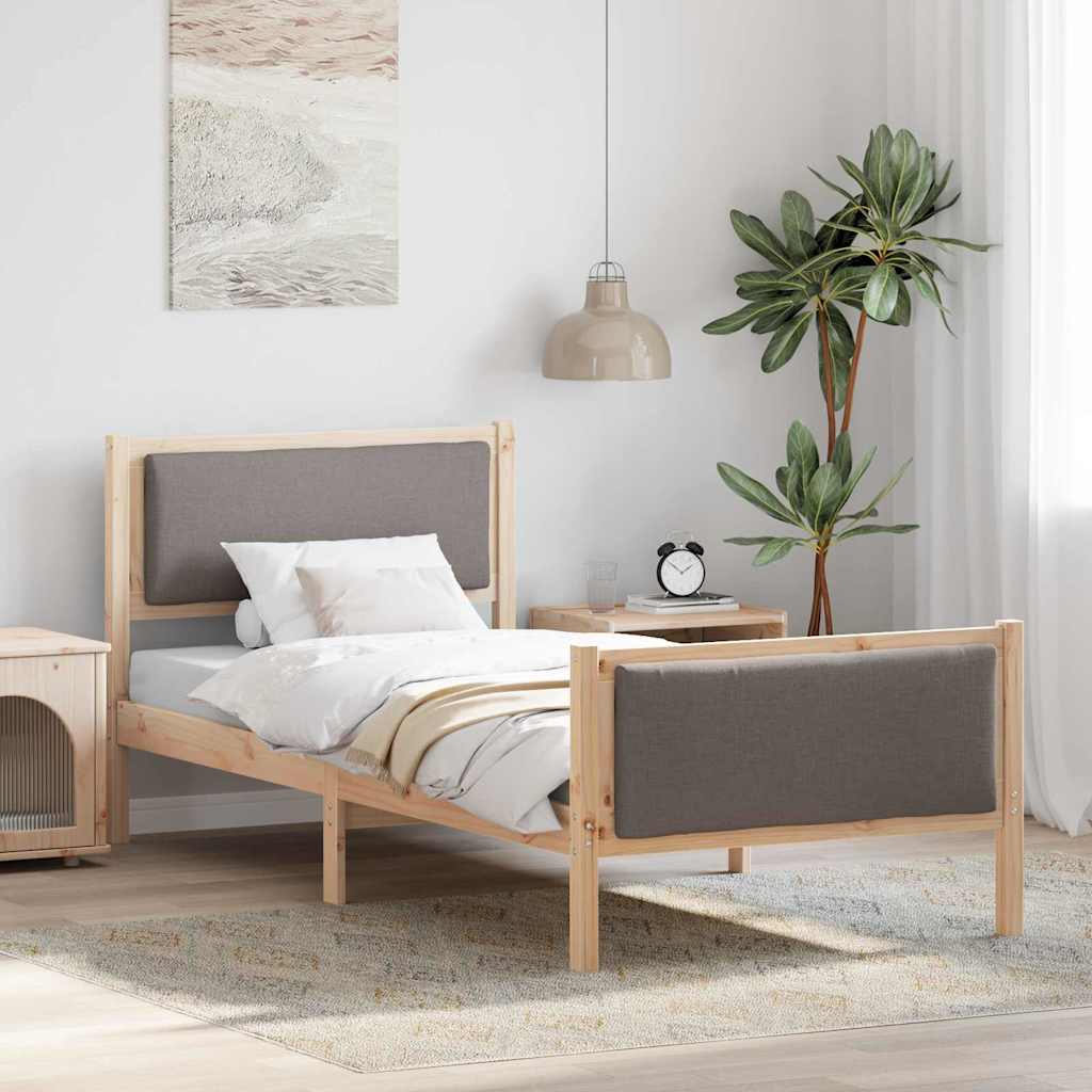 Sängram med huvudgavel Taupe 90 x 190 cm tyg