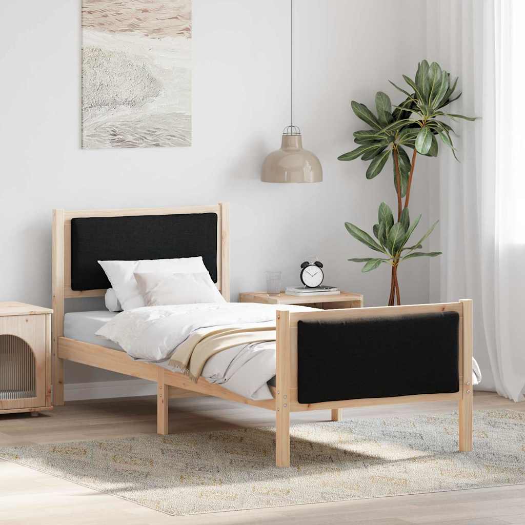 Sängram med huvudgavel Svart 75 x 190 cm tyg