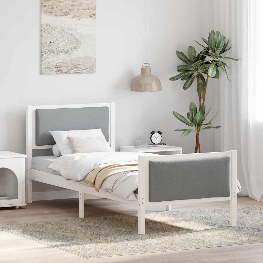 Sängram med huvudgavel Ljusgrå 75 x 190 cm tyg
