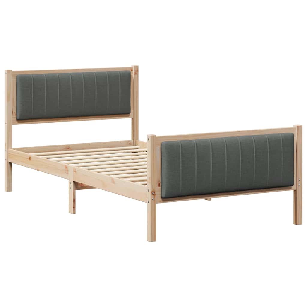 Sängram brun och mörkgrå 100 x 200 cm Massiv furu