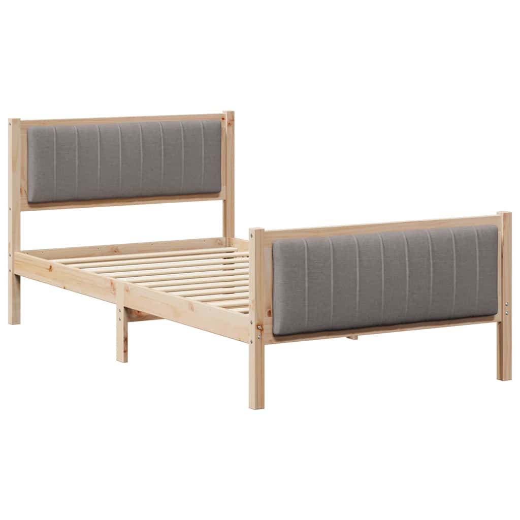 Sängram med huvudgavel Brun och taupe 100 x 200 cm Massiv furu
