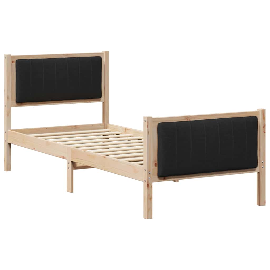 Sängram med huvudgavel Brun och svart 75 x 190 cm Massiv furu