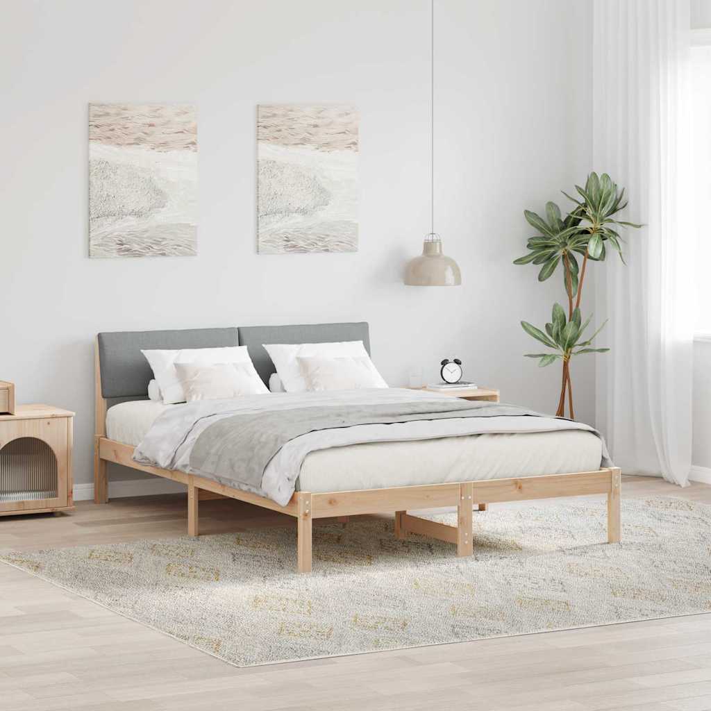 Sängram Brun och ljusgrå 135 x 190 cm Massiv furu