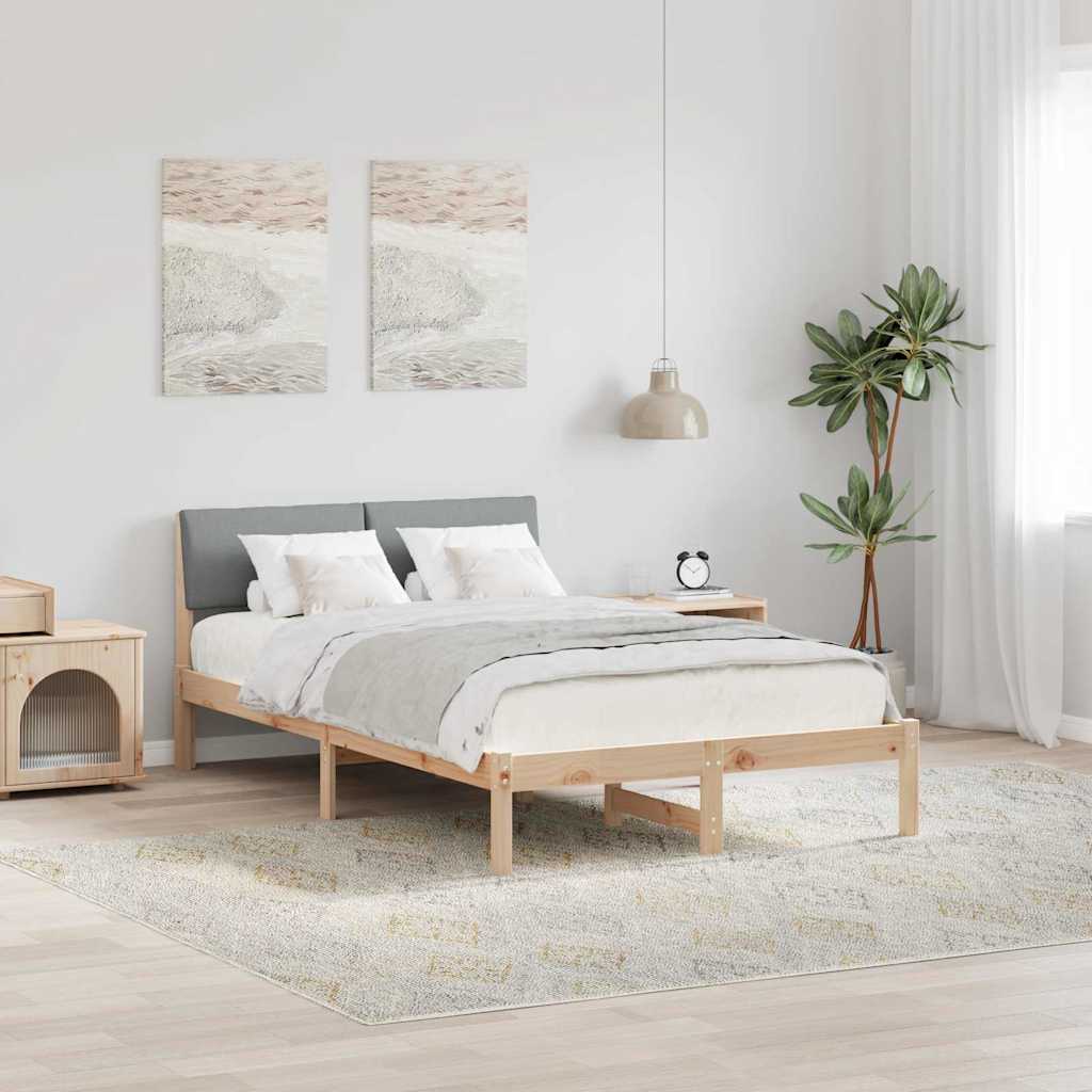 Sängram Brun och ljusgrå 120 x 190 cm Massiv furu