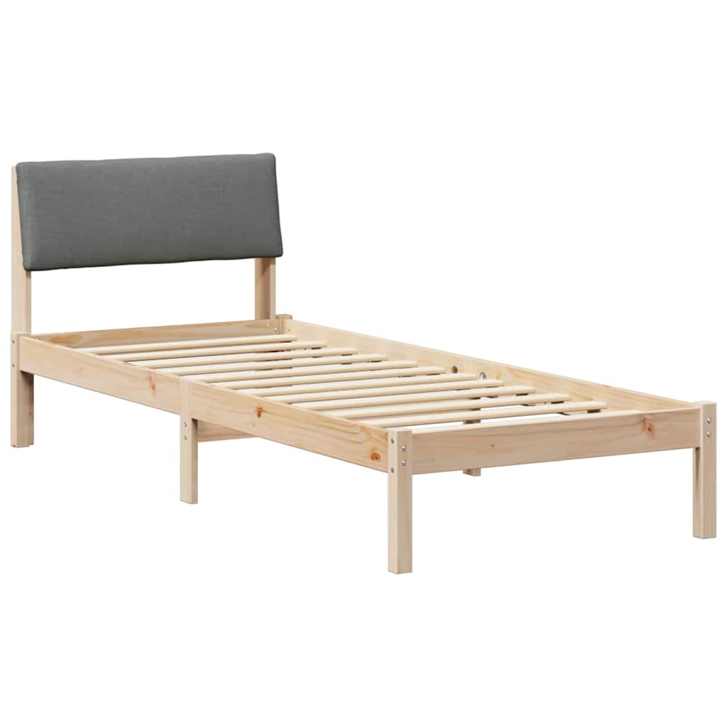 Sängram med huvudgavel brun och mörkgrå 80 x 200 cm Massiv furu