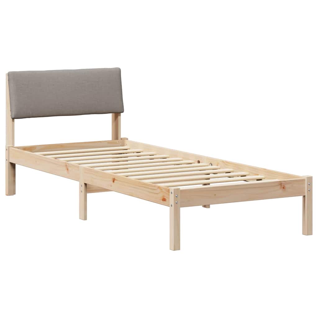 Sängram med huvudgavel Brun och taupe 80 x 200 cm Massiv furu
