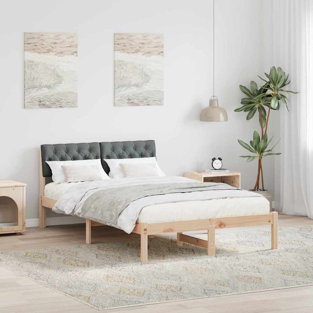 Sängram brun och mörkgrå 120 x 190 cm Massiv furu