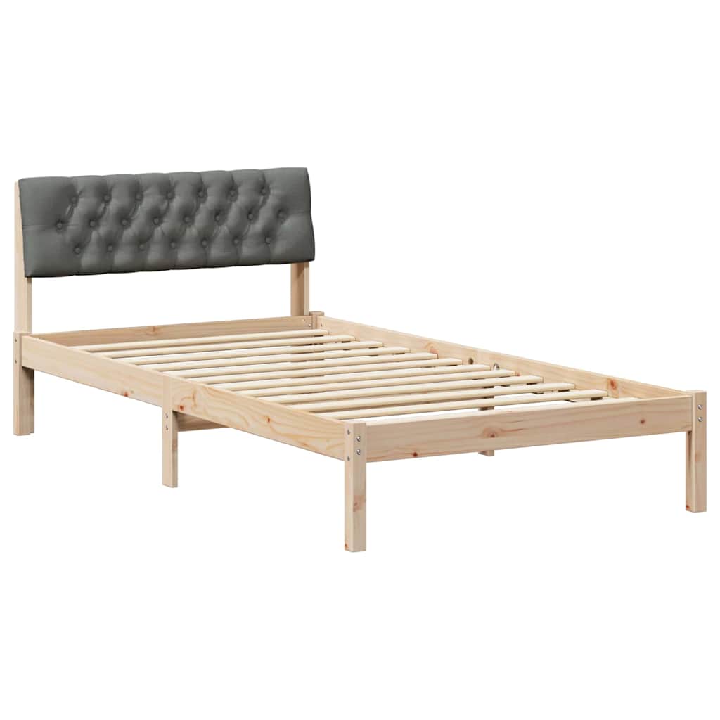 Sängram brun och mörkgrå 100 x 200 cm Massiv furu