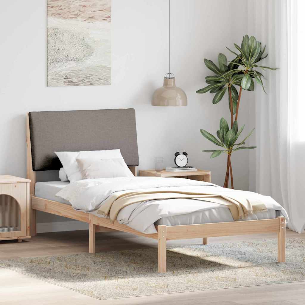 Sängram med huvudgavel Brun och taupe 100 x 200 cm Massiv furu