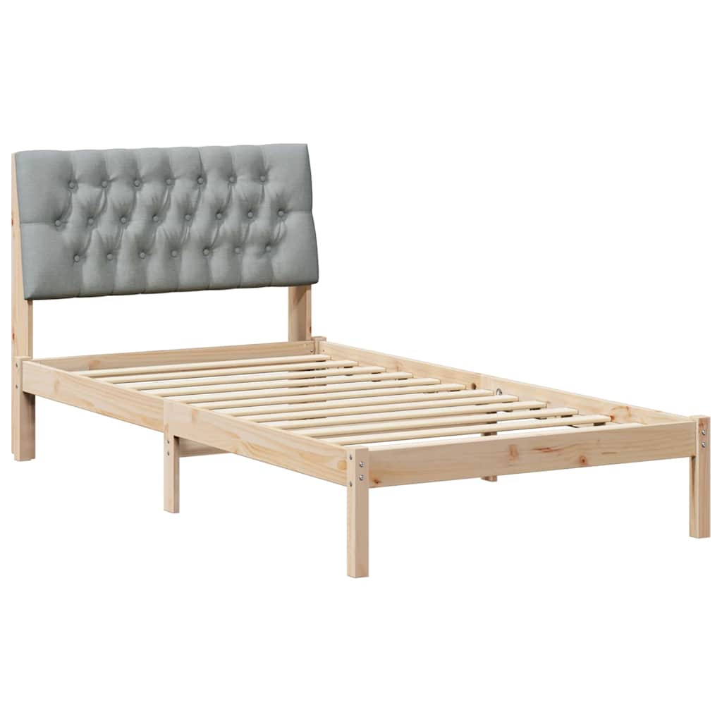Sängram med Klädd Huvudgavel Brun 100 x 200 cm Massiv furu