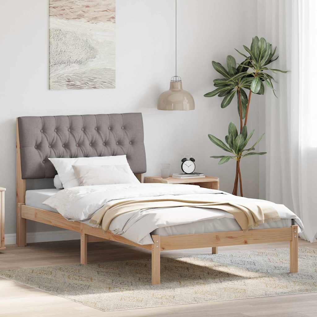 Sängram med Klädd Huvudgavel Brun 100 x 200 cm Massiv furu