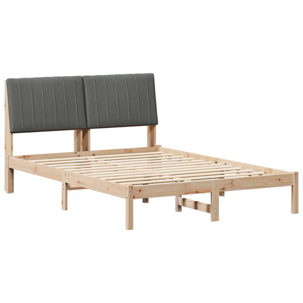 Sängram med huvudgavel Brun 135 x 190 cm Massiv furu