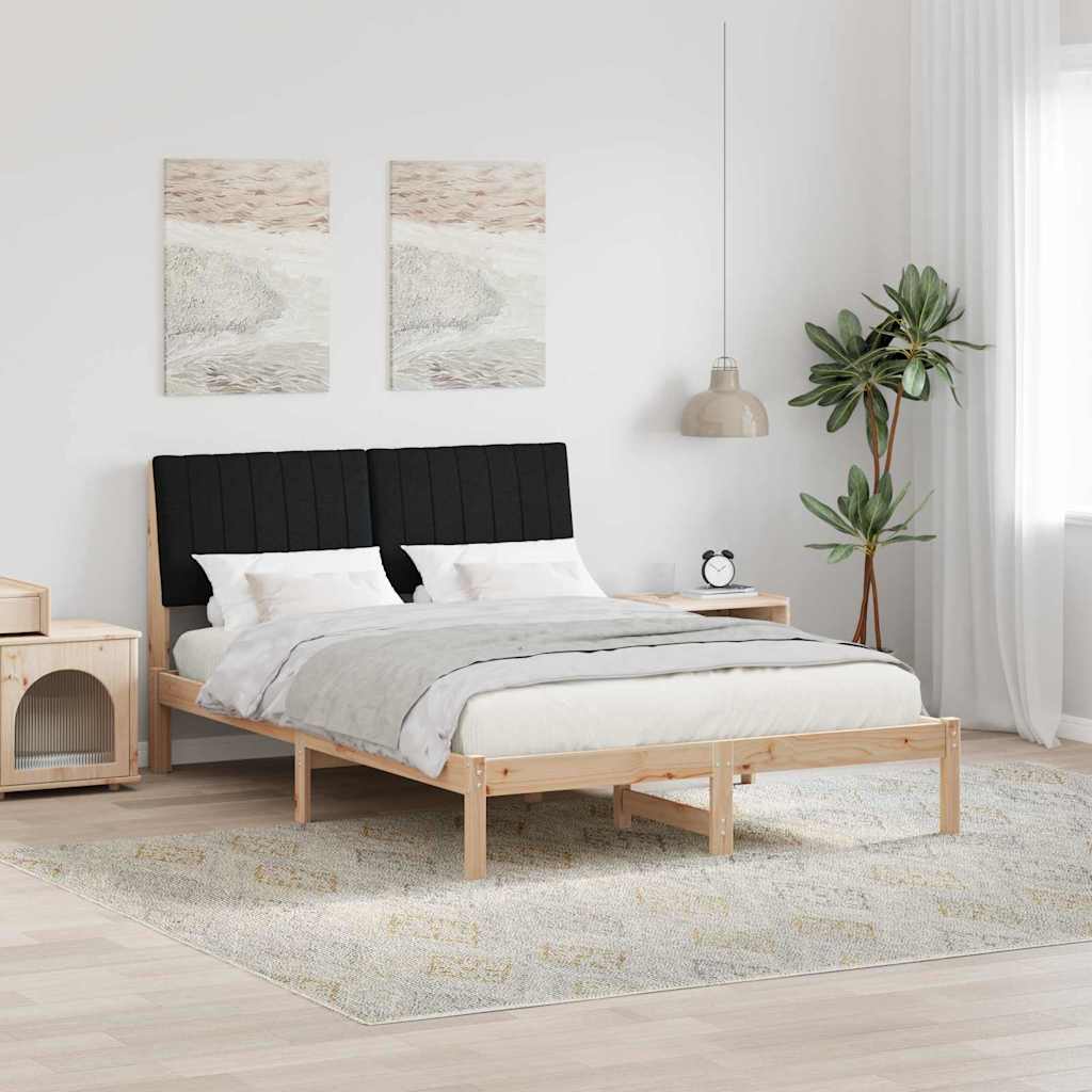 Sängram med huvudgavel Brun 135 x 190 cm Massiv furu