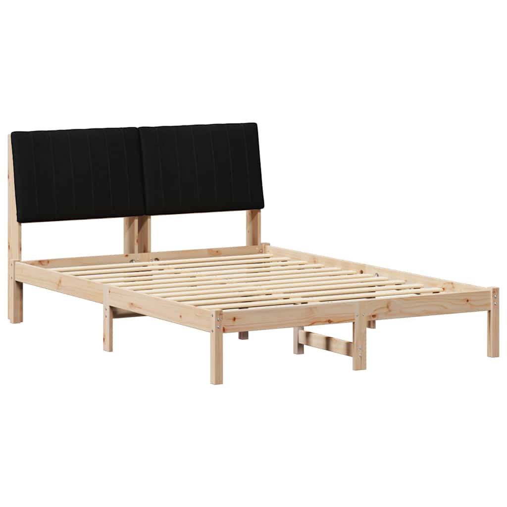 Sängram med huvudgavel Brun 135 x 190 cm Massiv furu