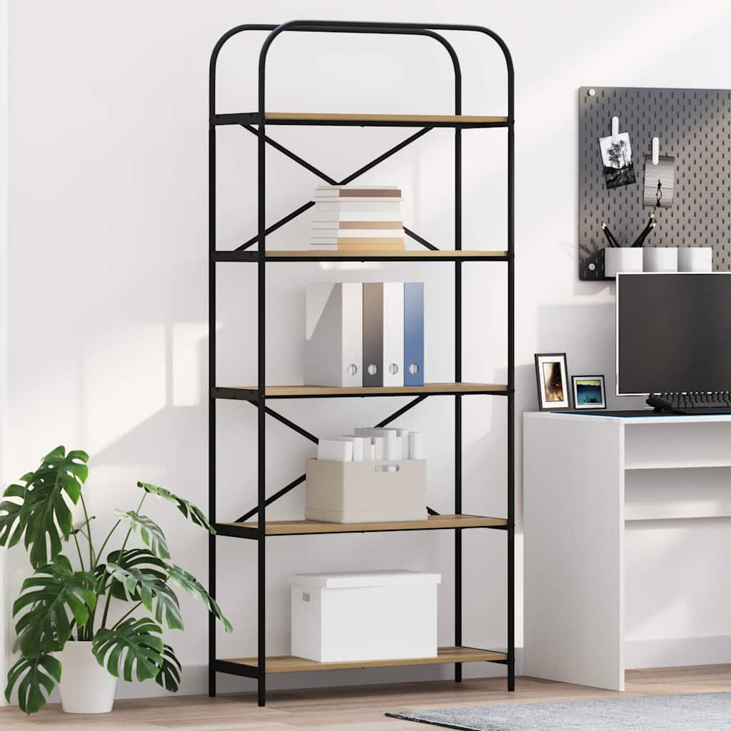 Hyllsystem 5 nivåer 80 x 30 x 183 cm Konstruerat trä Artisan Ek