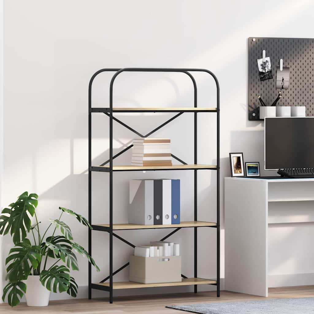 Hyllsystem 4 nivåer 80 x 30 x 146 cm Konstruerat trä Sonoma-ek