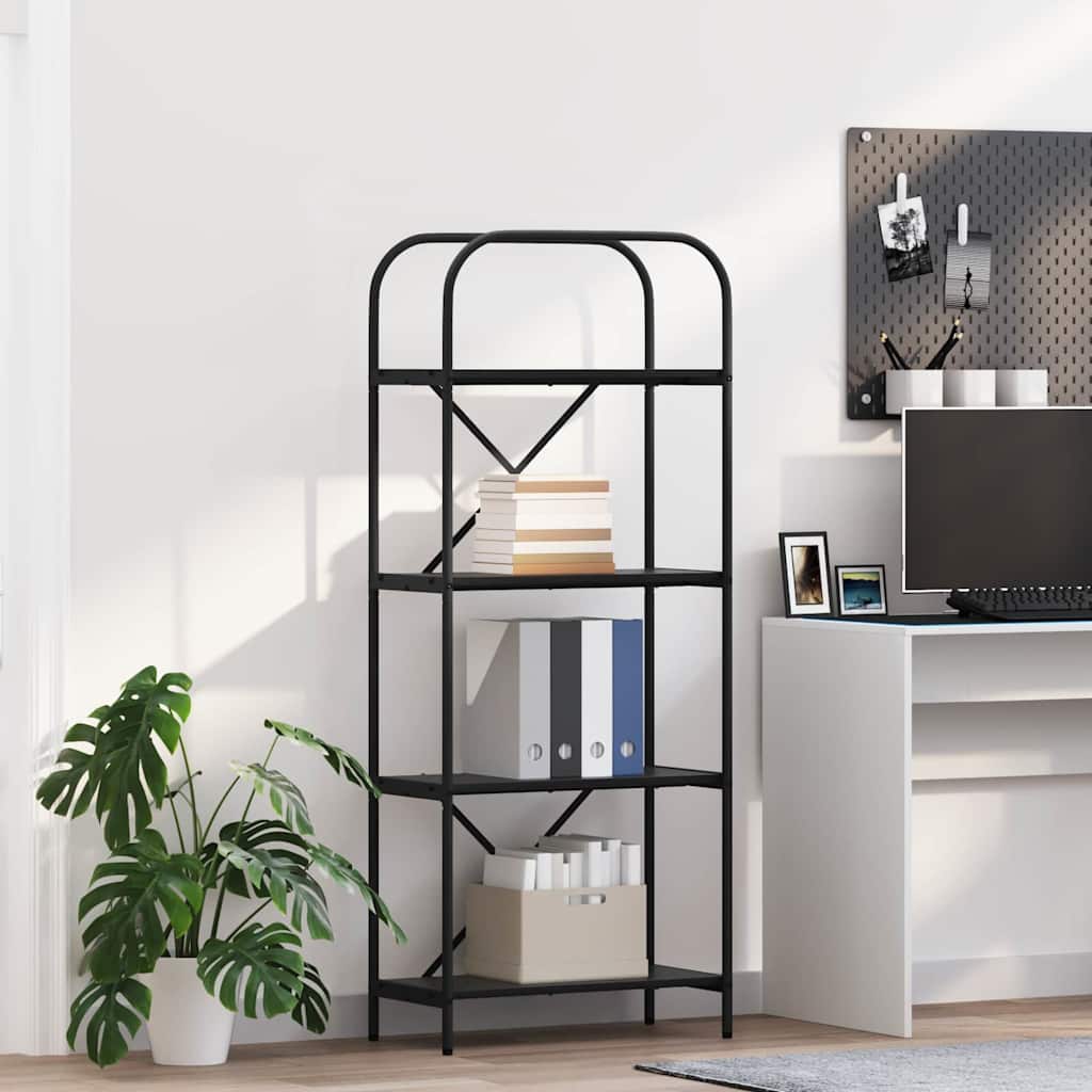 Hyllsystem 4 nivåer 60 x 30 x 146 cm Konstruerat trä Svart Ek
