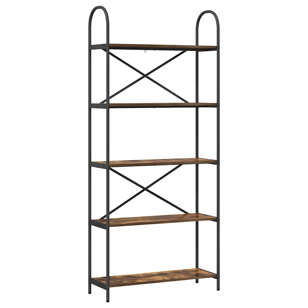 Hyllsystem 5 nivåer 80 x 30 x 183 cm Konstruerat trä Rökt ek