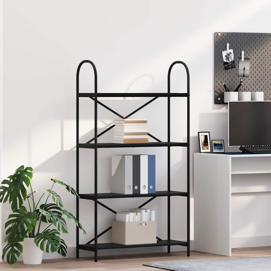 Hyllsystem 4 nivåer 80 x 30 x 146 cm Konstruerat trä Svart Ek