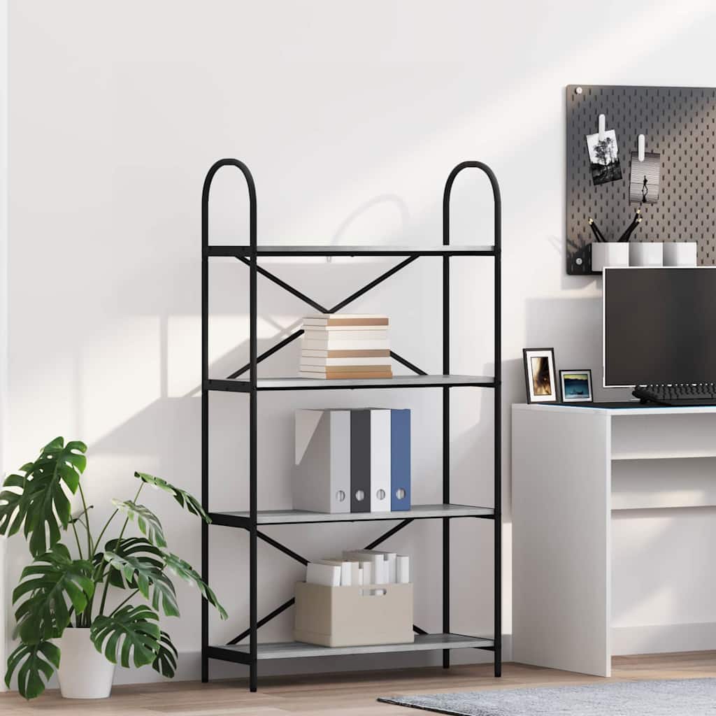 Hyllsystem 4 nivåer 80 x 30 x 146 cm Konstruerat trä Grå Sonoma