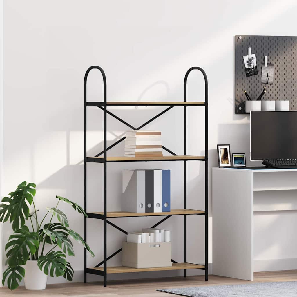 Hyllsystem 4 nivåer 80 x 30 x 146 cm Konstruerat trä Artisan Ek