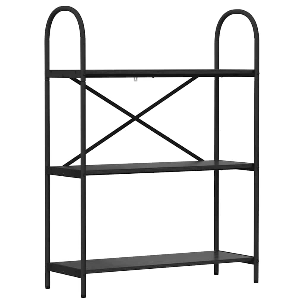 Hyllsystem 3 nivåer 80 x 30 x 109 cm Konstruerat trä Svart Ek