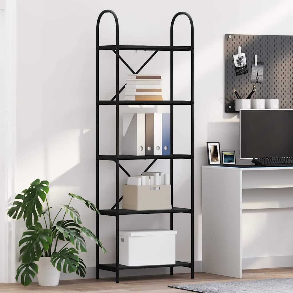 Hyllsystem 5 nivåer 60 x 30 x 183 cm Konstruerat trä Svart Ek