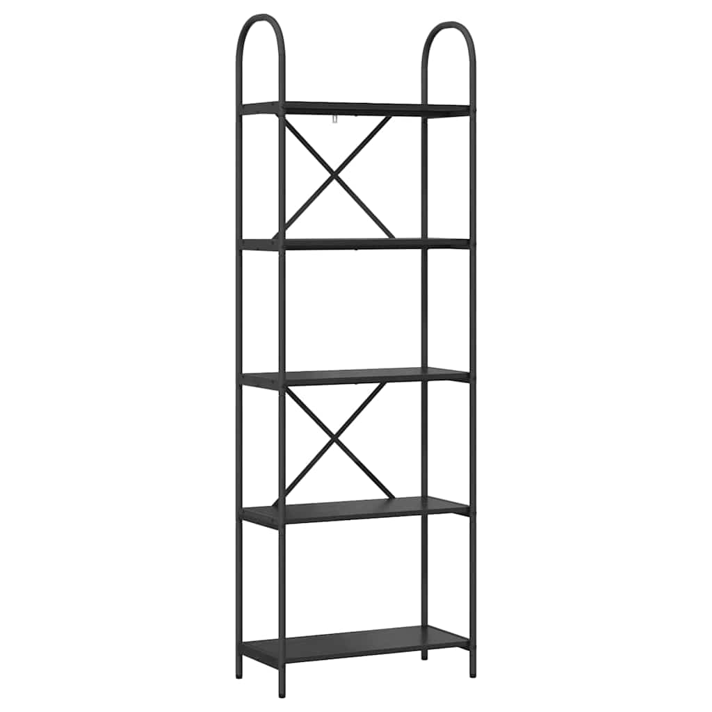 Hyllsystem 5 nivåer 60 x 30 x 183 cm Konstruerat trä Svart Ek