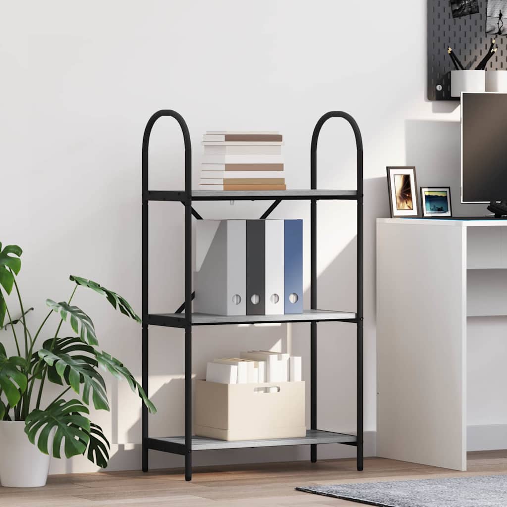 Hyllsystem 3 nivåer 60 x 30 x 109 cm Konstruerat trä Grå Sonoma