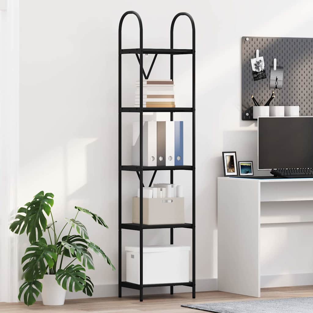 Hyllsystem 5 nivåer 40 x 30 x 183 cm Konstruerat trä Svart Ek