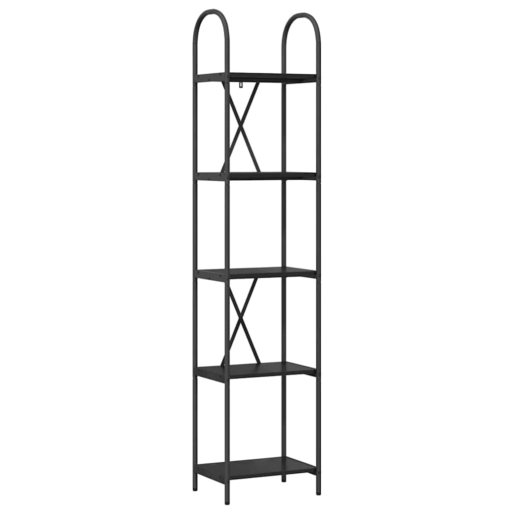 Hyllsystem 5 nivåer 40 x 30 x 183 cm Konstruerat trä Svart Ek