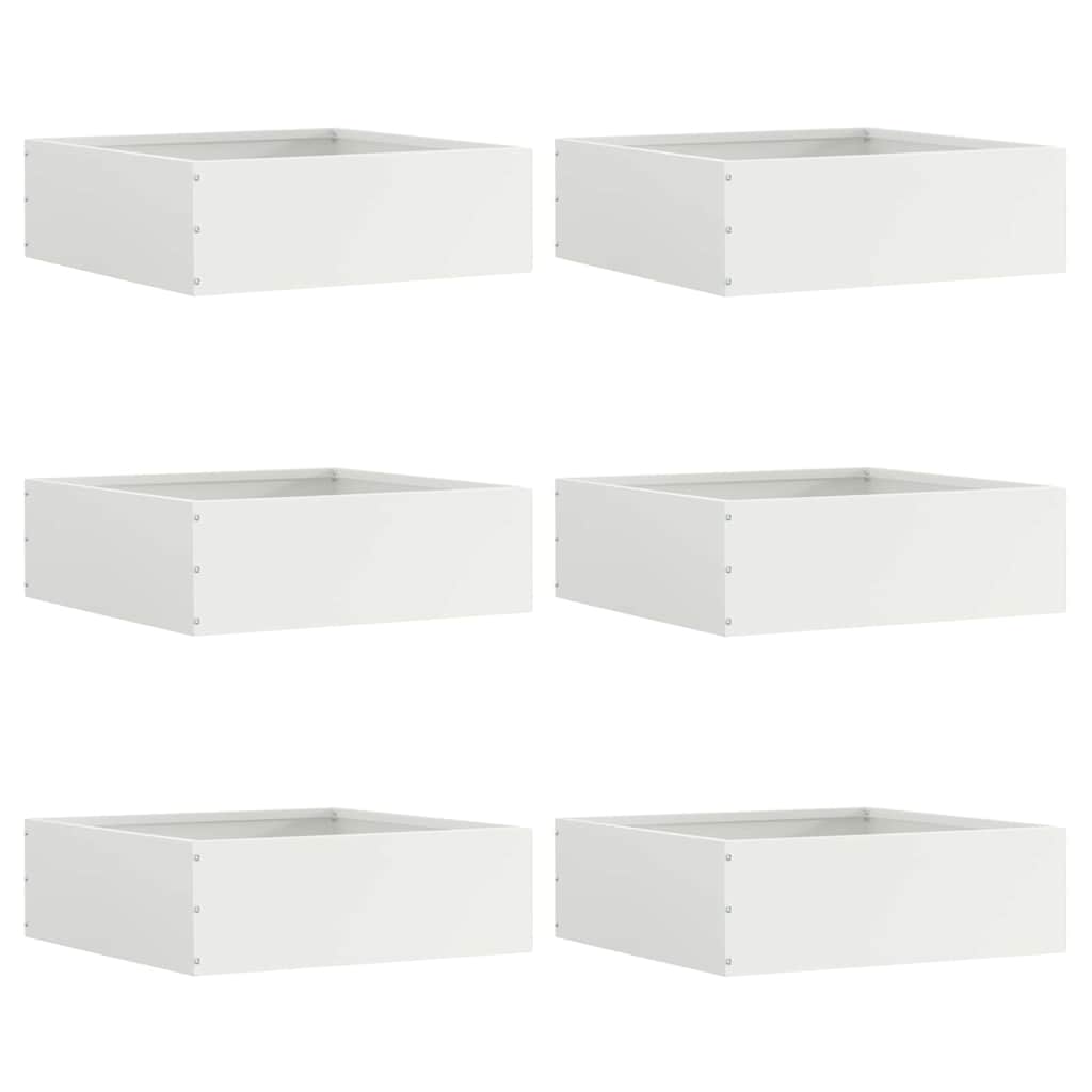 Kant för gräsmatta 6 pcs Vit 40 x 40 x 13 cm Stål