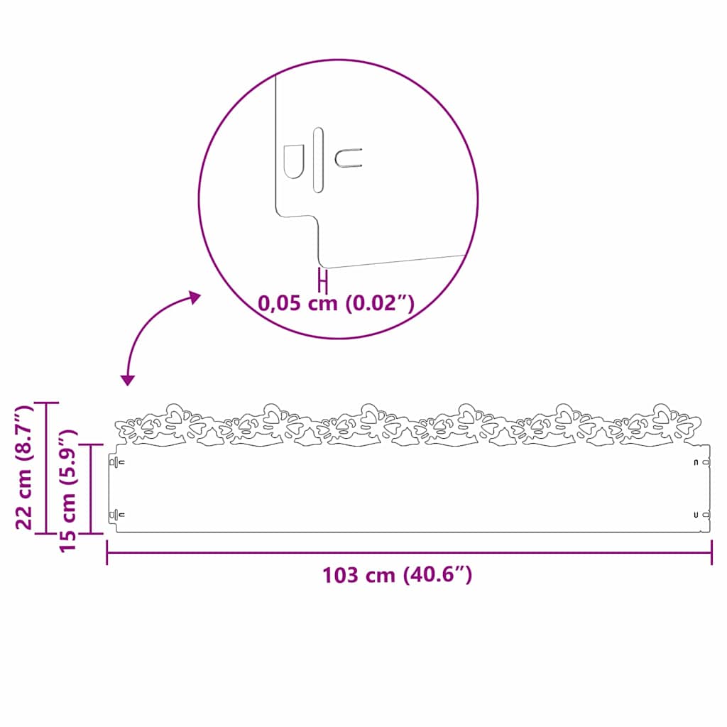Gräskanter 10 pcs Olivgrön 103 x 0,05 x 22 cm Stål
