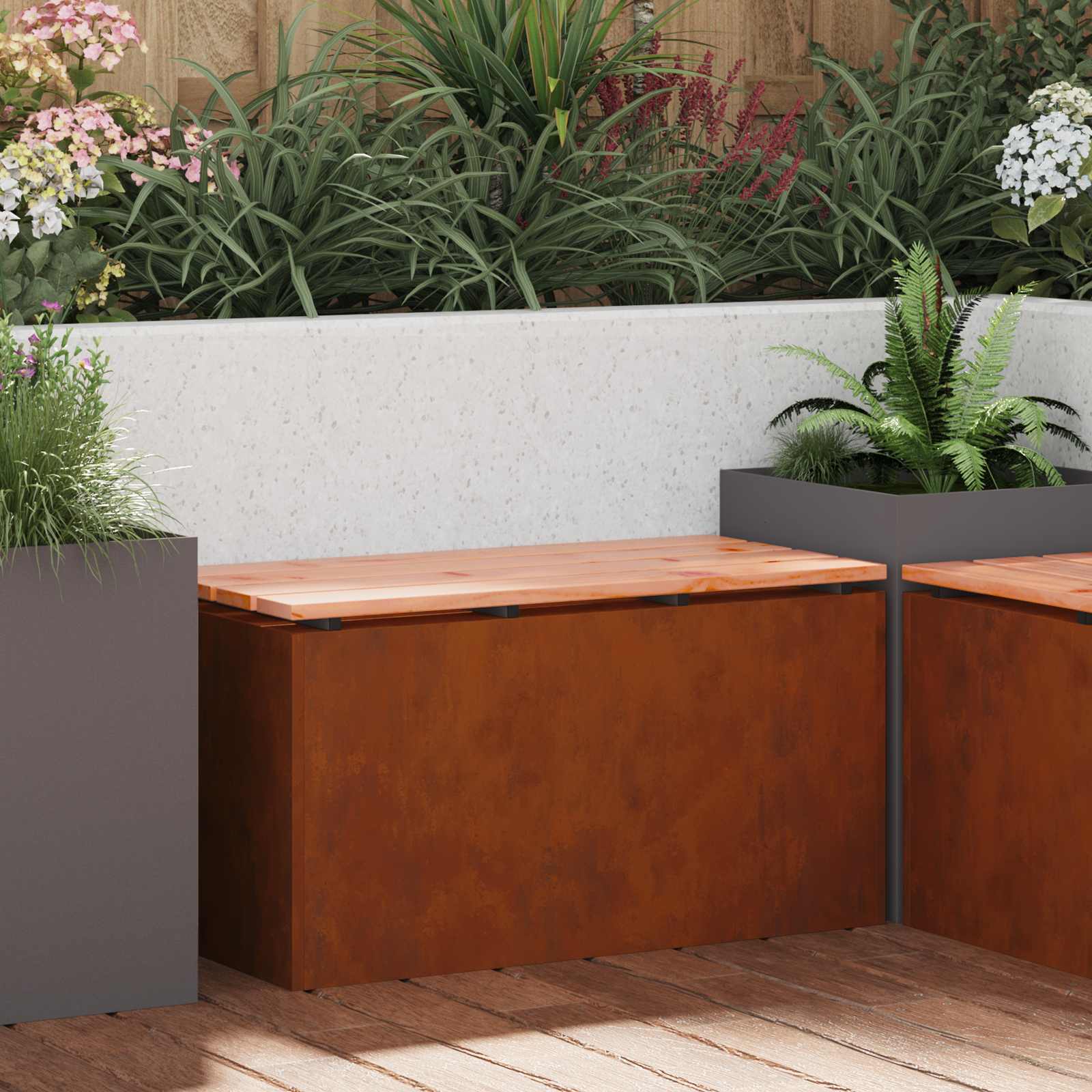 Trädgårdsbänk 2 -Seater 80 x 40 x 43 cm cortenstål Rostig