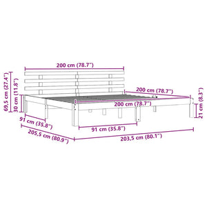 Sängram Vaxbrun 203.5 x 205.5 x 69.5 cm Massivt trä furu