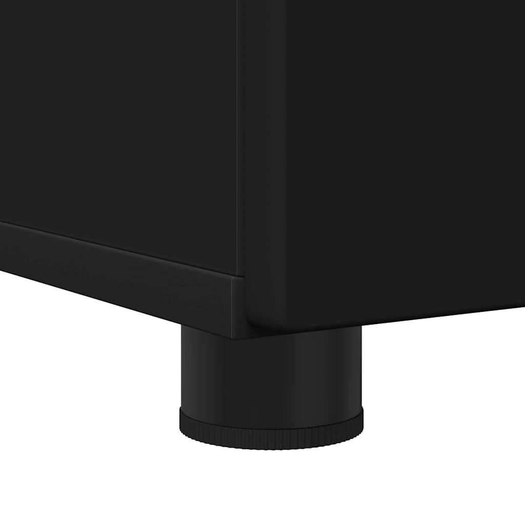 Badrumsmöbelset med dörr 3 pcs Svart Konstruerat trä & Metall