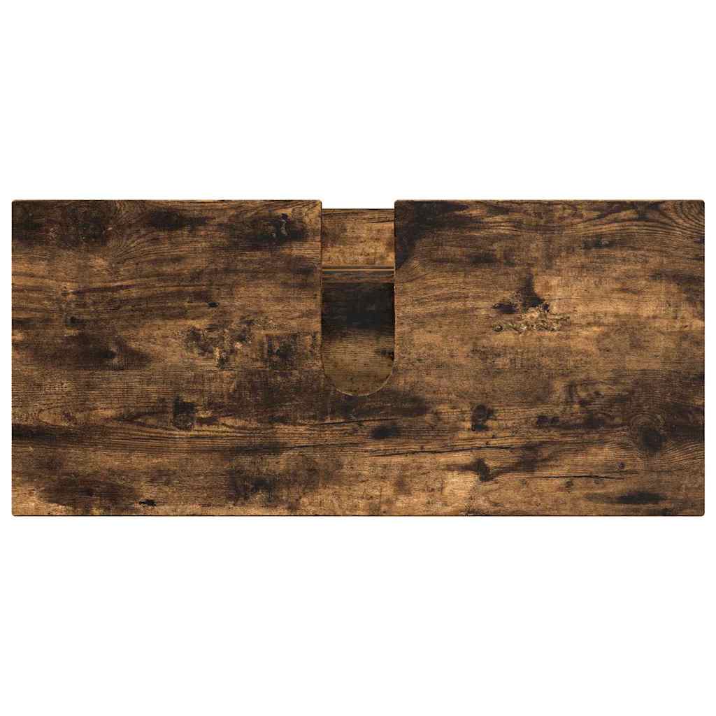 Badrumsmöbelset 4 pcs Rökt ek Konstruktions trä och metall