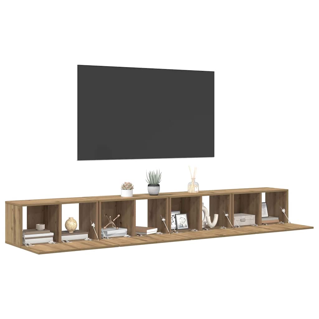 TV-bänkset 4 pcs Artisan Ek 60 x 30 x 30 cm Konstruerat trä