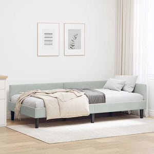 Hörn Sängram med huvudgavel Ljusgrå 80 cm x 200 cm Sammet