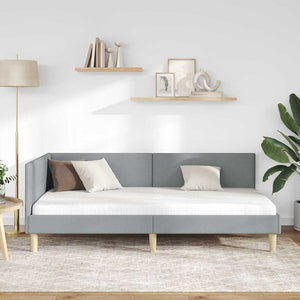 Hörn Sängram med huvudgavel Ljusgrå 80 cm x 200 cm Sammet