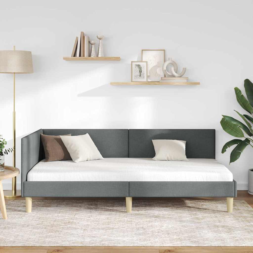 Hörn Sängram med huvudgavel Mörkgrå 80 cm x 200 cm Sammet