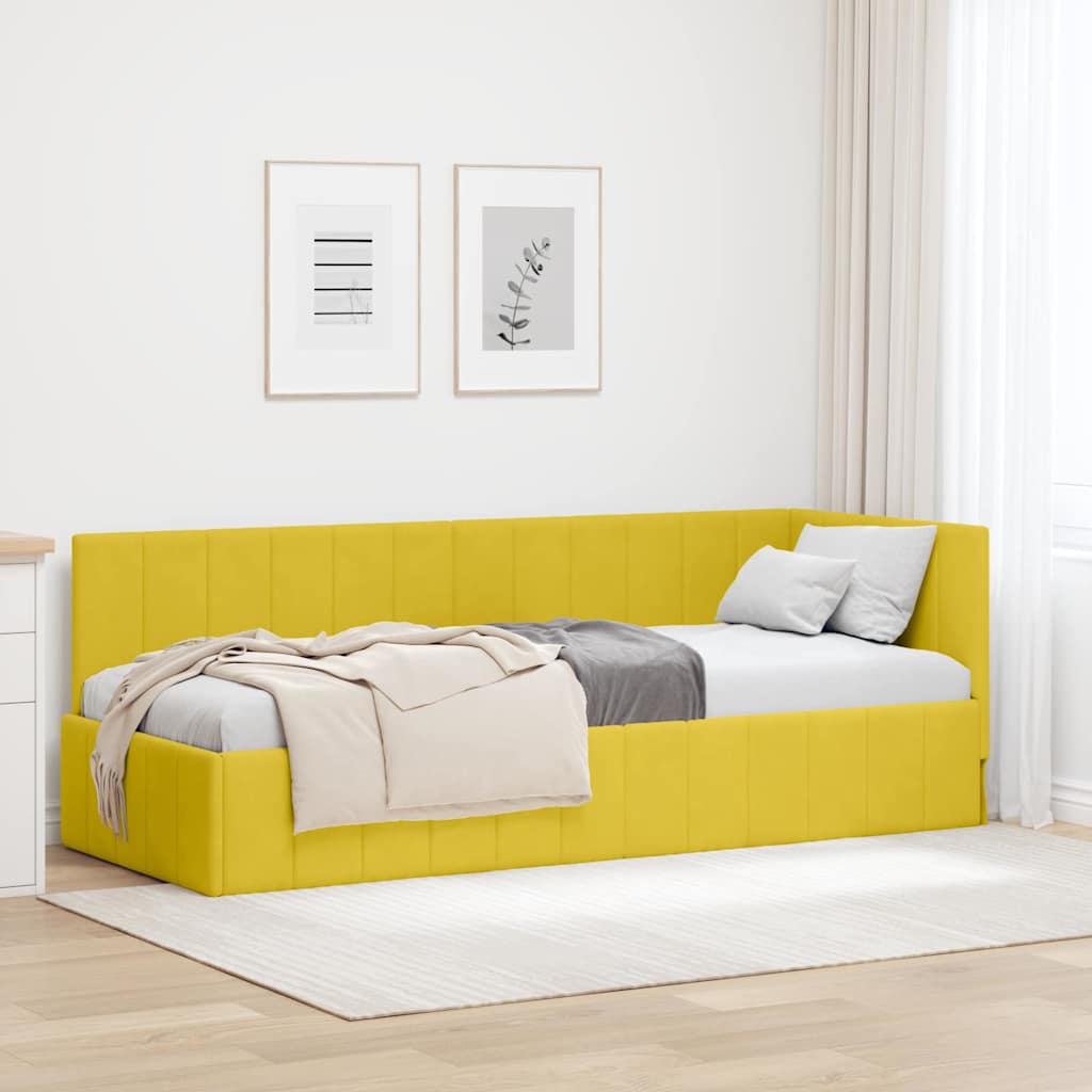 Hörn Sängram med huvudgavel Gul 80 cm x 200 cm Sammet