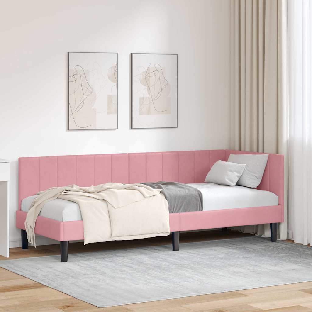 Hörn Sängram med huvudgavel Rosa 80 cm x 200 cm Sammet