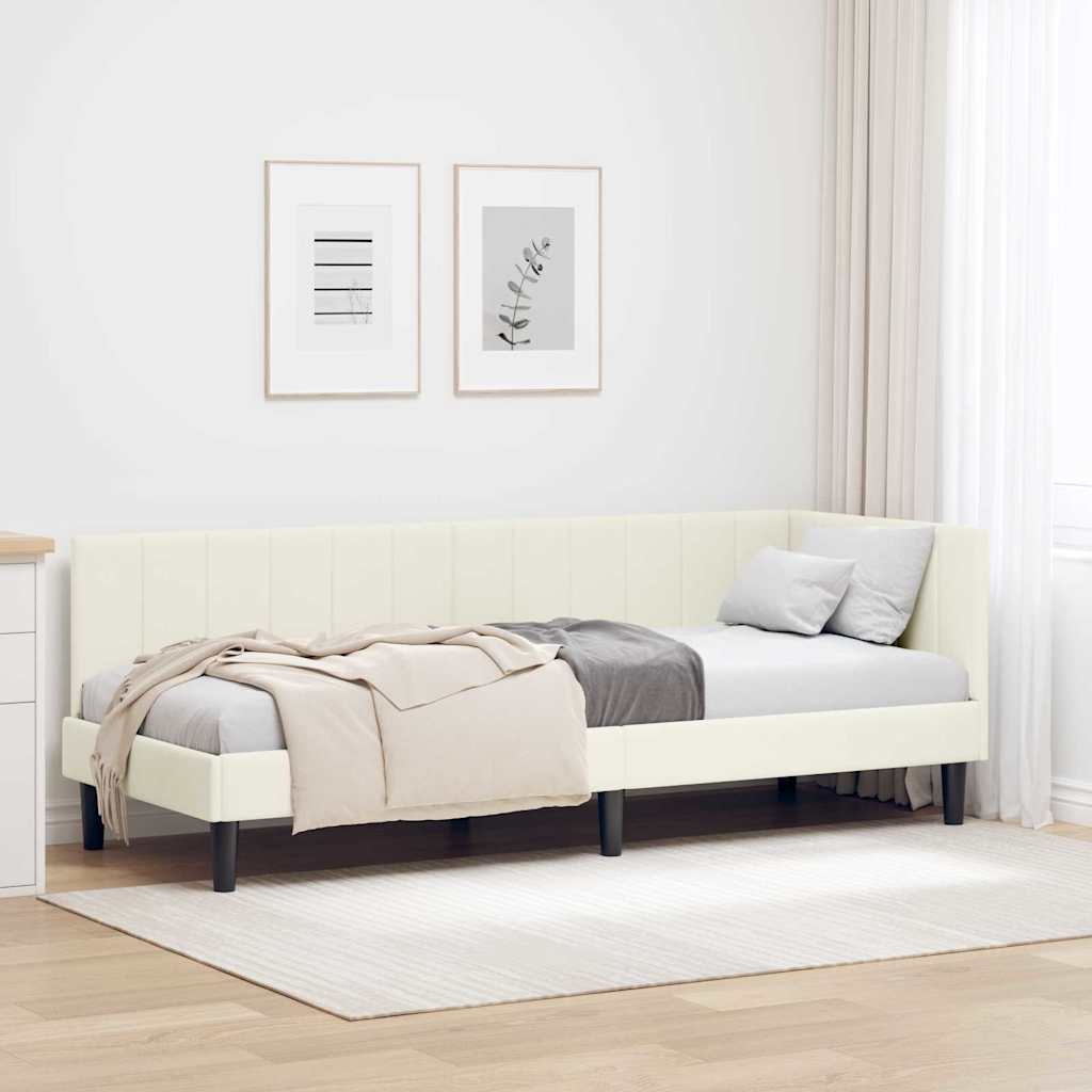 Hörn Sängram med huvudgavel Kräm 80 cm x 200 cm Sammet